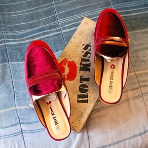 Brand New Never Worn slip on flats wine color Velvet